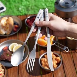 纯钛刀叉勺套装户外便携式钛餐具露营钛金属调羹勺子牛排西餐刀叉