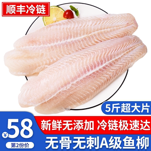 新鲜巴沙鱼柳冷冻巴沙鱼片鱼肉块条无刺无骨非龙利鱼越南商用5斤