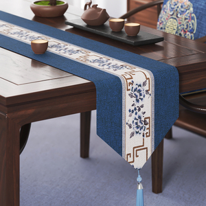 新中式禅意桌旗中国风棉麻防水茶席茶桌垫布长条茶几桌布茶台布艺