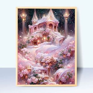 粉色城堡22款钻石画2024年新满钻梦幻手工diy砖石贴装饰简约现代