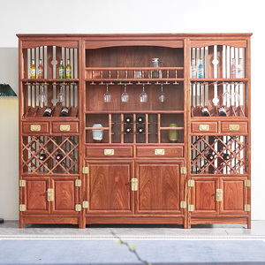 红木家具刺猬紫檀酒柜新中式餐边柜储物柜冈比亚花梨木展示柜酒柜