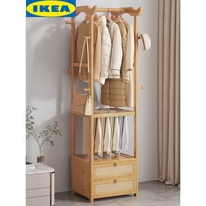 IKEA宜家出租房衣帽架落地床边挂衣架子简易家用室内床尾实木收纳