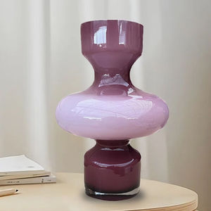 美外玻璃花瓶透明花瓶玻璃瓶桌面客厅插花装饰摆件葫芦形花瓶（紫