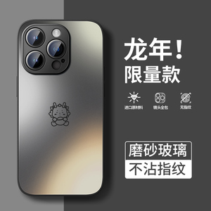 适用于苹果15promax手机壳iPhone15龙年新款ip14女13磨砂玻璃12硅胶11简约XS创意XR红8男7plus喜庆SE元宝龙