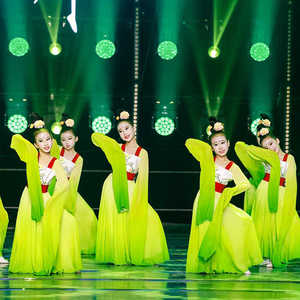 儿童水袖舞蹈服踏春行古典舞演出服女童中国风练功服夏汉唐舞表演