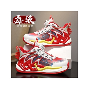 李宁男童鞋2024夏季儿童运动中大童红色网面鞋子男孩透气篮球鞋潮