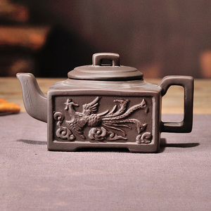 一人喝小茶壶手把壶对嘴喝手拿紫砂壶迷你单壶仿古方壶老式泡茶壶