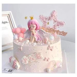 蜜雪儿公主蛋糕摆件粉色气球蝴蝶结仙女插件女孩生日唯美蛋糕装扮