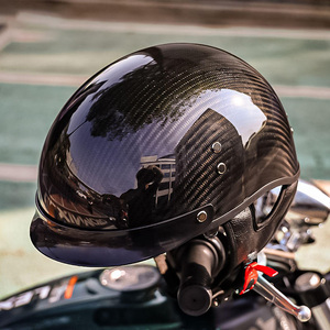 碳纤维头盔复古半盔3C男骑行摩托车头盔女机车哈雷头盔夏通风半盔