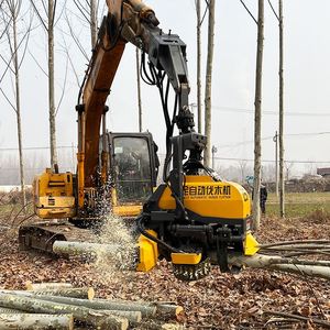 挖掘机头改装砍树机林场用大型砍木头伐树锯木切段全自动伐木机