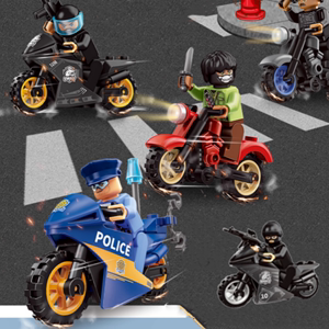城市系列初学简单特警摩托车人仔警匪乐高积木益智拼装玩具男孩
