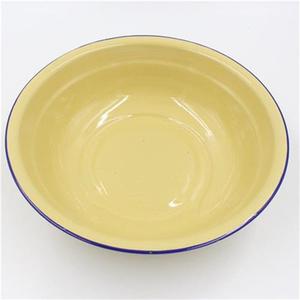 老式搪瓷黄色小盆搪瓷卷边和面盆搪瓷碗多用盆搅拌碗面碗汤盆28cm