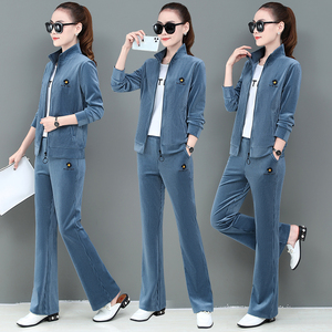 耐克正品牌灯芯绒运动服套装春秋季休闲外套女名牌时尚金丝绒上衣