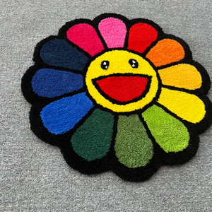 花型地毯异形太阳花多种颜色装饰地垫防滑底坐垫儿童画tufting毯