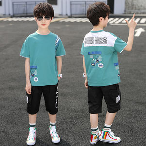 韩系童装男童夏装2024新款8韩版9中大童10儿童夏季12男孩短袖套装