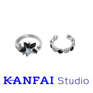 KANFAI撞色星星猫眼石戒指女小众设计独特气质时尚个性高级感装饰