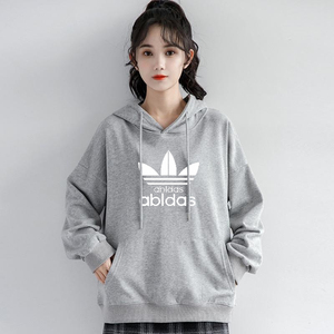 阿迪 达斯三叶草连帽卫衣女秋冬新款纯棉体闲百搭上衣女加绒外套
