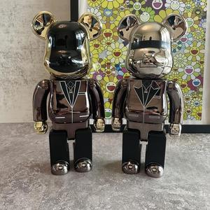 bearbrick400%暴力熊蠢朋克乐队二代Daft Punk电镀积木熊公仔摆件