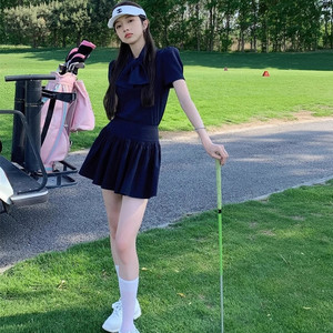 网红新款高尔夫球女装golf球服装上衣短裙运动千金韩版套装秋夏款