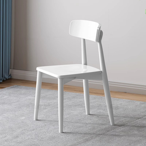 全实木餐椅家用餐桌椅子靠背椅北欧简约现代轻奢白色餐厅软包凳子