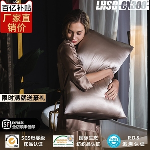 真丝枕头100%桑蚕丝填充单双人软枕芯枕套套装高档奢华柔软一对装