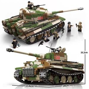 MOC积木二战苏联KV-2德军虎式T34谢尔曼坦克moc玩具模型KV-44拼图