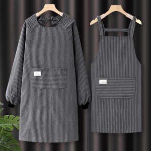 韩版长袖围裙女家用厨房纯棉洋气罩衣新款秋冬餐饮专用工作服围腰