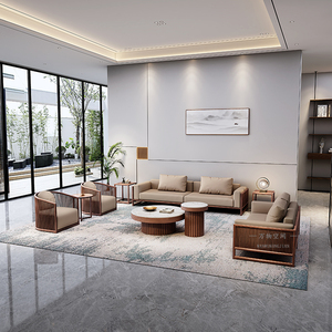 北美黑胡桃新中式沙发组合现代简约禅意大小户型万物空间定制家具