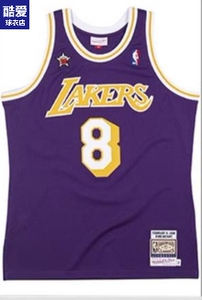 mitchell&ness黑曼巴湖人队科比98年全明星8号au球衣复古篮球服