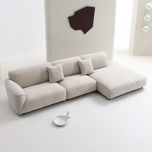 转角沙发客厅小户型简约现代设计师创意寂奶油风雪尼尔绒布料沙发