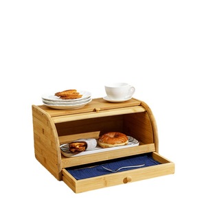 欧式楠竹面包箱厨房食品收纳盒竹制多功能整理箱简约家用面包箱