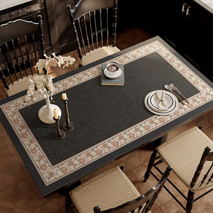 Tamsin复古美式高级感桌布防水防油免洗PVC皮革桌布隔热耐烫桌垫