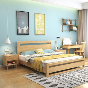 欧宝美实木床北欧民宿风格1.8米双人床现代简约1.5米主卧框架床