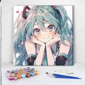 初音未来16周年周边数字油画diy二次元动漫填色油彩画装饰画礼物