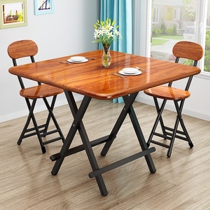 靠边站桌子小方桌高80厘米折叠桌80×80可收折的凳子一套简约木头