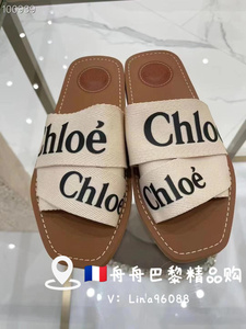 Chloe/寇依24新款WOODY系列织物交叉带平底穆勒鞋休闲女士拖鞋