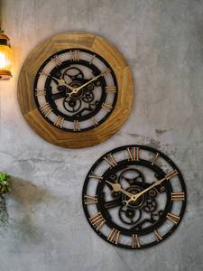 美式圆形客厅壁钟 个性创意欧式钟家用复古怀旧镂空齿轮壁挂钟表