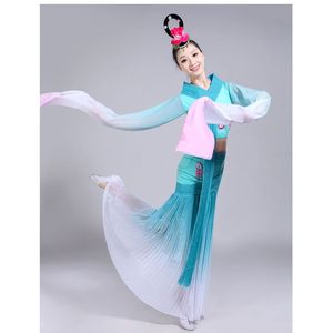 舞蹈服表演服女古风古装古典舞演出服藏族超仙儿童水袖飘逸