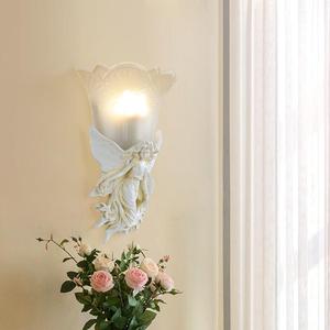 创意高端树脂壁灯卧室床头灯客厅背景墙灯过道欧式复古天使造型灯