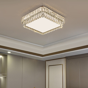 轻奢水晶灯客厅LED灯芯方形2024新款餐厅灯房间主卧护眼吸顶灯