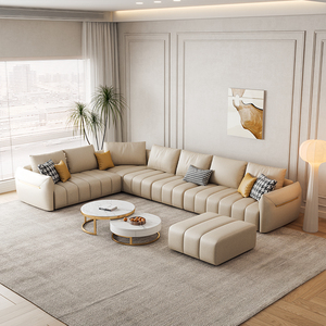 顾家家居北欧免洗科技布艺沙发客厅现代轻奢U型转角大户型意式钢