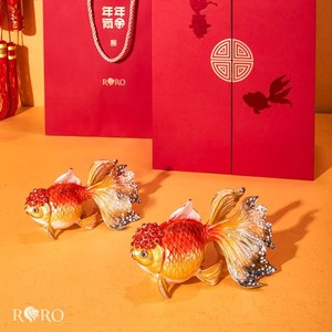 罗比罗丹鸿运当头珐琅彩工艺软装饰品创意动物金鱼摆件