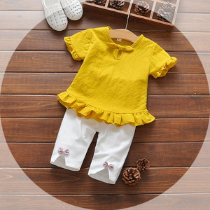 巴­拉巴­拉女宝宝短袖套装新款可爱女童夏装婴幼儿衣服0-1-2-3岁4