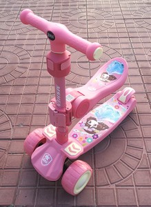 儿童滑板车三合一宝宝可坐滑行两用折叠单脚滑板闪光平衡车