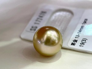 日本真科研证书茶金裸珠 南洋海水珍珠金珠裸珠 可定制吊坠戒指