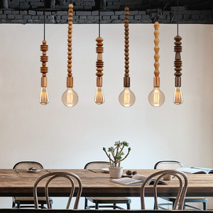 美式工业风创意灵感木质复古咖啡馆餐厅吧台北欧风格实木吊灯组合