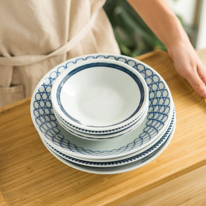 个套装陶瓷盘子菜盘家用日式和风复古餐具新款圆汤盘饭鱼盘