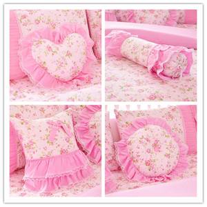 韩版公主床上用品配套全棉爱心方形糖果枕靠枕可爱蕾丝靠垫抱枕