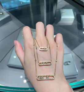 50tb9094711882淘宝messika/梅西卡项链 18k玫瑰金 镶钻 baby move