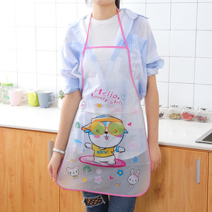 可爱卡通防水防油公主女士围裙韩版时尚厨房做饭半身成人无袖围腰